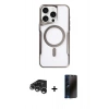 MARSİLYAN™- iPhone 15 Pro Max Kılıf Yadigar Klasik Özel Seri - Siyah 3D Antistatik Hayalet Cam Ekran Koruyucu + Raze Metal Kamera Lens - GS