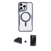 MARSİLYAN™- iPhone 15 Pro Max Kılıf Yadigar Klasik Özel Seri - Siyah 3D Antistatik Hayalet Cam Ekran Koruyucu + Raze Metal Kamera Lens - LT