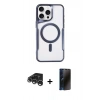 MARSİLYAN™- iPhone 15 Pro Max Kılıf Yadigar Klasik Özel Seri - Siyah 3D Antistatik Hayalet Cam Ekran Koruyucu + Raze Metal Kamera Lens - GS