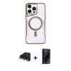 MARSİLYAN™- iPhone 15 Pro Max Kılıf Yadigar Klasik Özel Seri - Siyah 3D Antistatik Hayalet Cam Ekran Koruyucu + Raze Metal Kamera Lens - SH