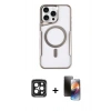MARSİLYAN™- iPhone 15 Pro Max Kılıf Yadigar Klasik Özel Seri - Siyah 3D Antistatik Mat Seramik Nano Ekran Koruyucu + PVD Metal Kamera Lens - SH