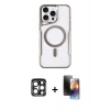 MARSİLYAN™- iPhone 15 Pro Max Kılıf Yadigar Klasik Özel Seri - Siyah 3D Antistatik Mat Seramik Nano Ekran Koruyucu + Lacivert PVD Metal Kamera Lens