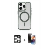 MARSİLYAN™- iPhone 15 Pro Max Kılıf Yadigar Klasik Özel Seri - Siyah 3D Antistatik Mat Seramik Nano Ekran Koruyucu + PVD Metal Kamera Lens - GS