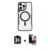 MARSİLYAN™- iPhone 15 Pro Max Kılıf Yadigar Klasik Özel Seri - Siyah 3D Antistatik Mat Seramik Nano Ekran Koruyucu + PVD Metal Kamera Lens - TU