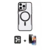 MARSİLYAN™- iPhone 15 Pro Max Kılıf Yadigar Klasik Özel Seri - Siyah 3D Antistatik Mat Seramik Nano Ekran Koruyucu + PVD Metal Kamera Lens - GI