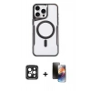 MARSİLYAN™- iPhone 15 Pro Max Kılıf Yadigar Klasik Özel Seri - Siyah 3D Antistatik Mat Seramik Nano Ekran Koruyucu + PVD Metal Kamera Lens - SH