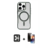 MARSİLYAN™- iPhone 15 Pro Max Kılıf Yadigar Klasik Özel Seri - Siyah 3D Antistatik Mat Seramik Nano Ekran Koruyucu + PVD Metal Kamera Lens - GI