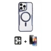 MARSİLYAN™- iPhone 15 Pro Max Kılıf Yadigar Klasik Özel Seri - Siyah 3D Antistatik Mat Seramik Nano Ekran Koruyucu + PVD Metal Kamera Lens - GS