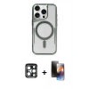 MARSİLYAN™- iPhone 15 Pro Max Kılıf Yadigar Klasik Özel Seri - Siyah 3D Antistatik Mat Seramik Nano Ekran Koruyucu + PVD Metal Kamera Lens - LT