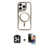 MARSİLYAN™- iPhone 15 Pro Max Kılıf Yadigar Klasik Özel Seri - Siyah 3D Antistatik Mat Seramik Nano Ekran Koruyucu + PVD Metal Kamera Lens - TU