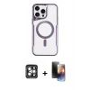 MARSİLYAN™- iPhone 15 Pro Max Kılıf Yadigar Klasik Özel Seri - Siyah 3D Antistatik Mat Seramik Nano Ekran Koruyucu + PVD Metal Kamera Lens - GI
