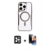 MARSİLYAN™- iPhone 15 Pro Max Kılıf Yadigar Klasik Özel Seri - Siyah 3D Antistatik Mat Seramik Nano Ekran Koruyucu + PVD Metal Kamera Lens - SH