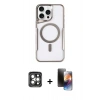 MARSİLYAN™- iPhone 15 Pro Max Kılıf Yadigar Klasik Özel Seri - Siyah 3D Antistatik Mat Seramik Nano Ekran Koruyucu + PVD Metal Kamera Lens - GI