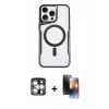 MARSİLYAN™- iPhone 15 Pro Max Kılıf Yadigar Klasik Özel Seri - Siyah 3D Antistatik Mat Seramik Nano Ekran Koruyucu + PVD Metal Kamera Lens - GS