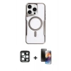 MARSİLYAN™- iPhone 15 Pro Max Kılıf Yadigar Klasik Özel Seri - Siyah 3D Antistatik Mat Seramik Nano Ekran Koruyucu + PVD Metal Kamera Lens - LT