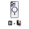 MARSİLYAN™- iPhone 15 Pro Max Kılıf Yadigar Klasik Özel Seri - Siyah 3D Antistatik Mat Seramik Nano Ekran Koruyucu + PVD Metal Kamera Lens - SH
