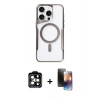 MARSİLYAN™- iPhone 15 Pro Max Kılıf Yadigar Klasik Özel Seri - Siyah 3D Antistatik Mat Seramik Nano Ekran Koruyucu + PVD Metal Kamera Lens - TU