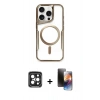 MARSİLYAN™- iPhone 15 Pro Max Kılıf Yadigar Klasik Özel Seri - Siyah 3D Antistatik Mat Seramik Nano Ekran Koruyucu + PVD Metal Kamera Lens - SH