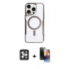 MARSİLYAN™- iPhone 15 Pro Max Kılıf Yadigar Klasik Özel Seri - Siyah 3D Antistatik Mat Seramik Nano Ekran Koruyucu + PVD Metal Kamera Lens - GI
