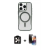 MARSİLYAN™- iPhone 15 Pro Max Kılıf Yadigar Klasik Özel Seri - Siyah 3D Antistatik Mat Seramik Nano Ekran Koruyucu + PVD Metal Kamera Lens - TU