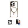 MARSİLYAN™- iPhone 15 Pro Max Kılıf Yadigar Klasik Özel Seri - Siyah 3D Antistatik Mat Seramik Nano Ekran Koruyucu + PVD Metal Kamera Lens - GS