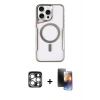 MARSİLYAN™- iPhone 15 Pro Max Kılıf Yadigar Klasik Özel Seri - Siyah 3D Antistatik Mat Seramik Nano Ekran Koruyucu + PVD Metal Kamera Lens - GS
