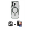 MARSİLYAN™- iPhone 15 Pro Max Kılıf Yadigar Klasik Özel Seri - Siyah 3D Antistatik Mat Seramik Nano Ekran Koruyucu + PVD Metal Kamera Lens - SH
