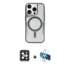 MARSİLYAN™- iPhone 15 Pro Max Kılıf Yadigar Klasik Özel Seri - Siyah 3D Antistatik Seramik Nano Ekran Koruyucu + PVD Metal Kamera Lens - SH