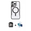 MARSİLYAN™- iPhone 15 Pro Max Kılıf Yadigar Klasik Özel Seri - Siyah 3D Antistatik Seramik Nano Ekran Koruyucu + PVD Metal Kamera Lens - TU