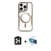 MARSİLYAN™- iPhone 15 Pro Max Kılıf Yadigar Klasik Özel Seri - Siyah 3D Antistatik Seramik Nano Ekran Koruyucu + PVD Metal Kamera Lens - TU