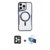 MARSİLYAN™- iPhone 15 Pro Max Kılıf Yadigar Klasik Özel Seri - Siyah 3D Antistatik Seramik Nano Ekran Koruyucu + PVD Metal Kamera Lens - SH