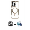 MARSİLYAN™- iPhone 15 Pro Max Kılıf Yadigar Klasik Özel Seri - Siyah 3D Antistatik Seramik Nano Ekran Koruyucu + PVD Metal Kamera Lens - SH