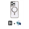 MARSİLYAN™- iPhone 15 Pro Max Kılıf Yadigar Klasik Özel Seri - Siyah 3D Antistatik Seramik Nano Ekran Koruyucu + PVD Metal Kamera Lens - SH