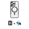 MARSİLYAN™- iPhone 15 Pro Max Kılıf Yadigar Klasik Özel Seri - Siyah 3D Antistatik Seramik Nano Ekran Koruyucu + PVD Metal Kamera Lens - SH