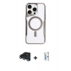 MARSİLYAN™- iPhone 15 Pro Max Kılıf Yadigar Klasik Özel Seri - Siyah Bilvis 0.18mm Plus Cam Ekran Koruyucu + Lacivert Raze Metal Kamera Lens