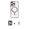 MARSİLYAN™- iPhone 15 Pro Max Kılıf Yadigar Klasik Özel Seri - Siyah Bilvis 0.18mm Plus Cam Ekran Koruyucu + PVD Metal Kamera Lens - LT