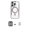MARSİLYAN™- iPhone 15 Pro Max Kılıf Yadigar Klasik Özel Seri - Siyah Bilvis 0.18mm Plus Cam Ekran Koruyucu + PVD Metal Kamera Lens - LT