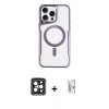 MARSİLYAN™- iPhone 15 Pro Max Kılıf Yadigar Klasik Özel Seri - Siyah Bilvis 0.18mm Plus Cam Ekran Koruyucu + PVD Metal Kamera Lens - SH