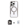 MARSİLYAN™- iPhone 15 Pro Max Kılıf Yadigar Klasik Özel Seri - Siyah Bilvis 0.18mm Plus Cam Ekran Koruyucu + PVD Metal Kamera Lens - TU