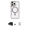 MARSİLYAN™- iPhone 15 Pro Max Kılıf Yadigar Klasik Özel Seri - Siyah Bilvis 0.18mm Plus Cam Ekran Koruyucu + Lacivert Raze Metal Kamera Lens