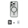 MARSİLYAN™- iPhone 15 Pro Max Kılıf Yadigar Klasik Özel Seri - Siyah Bilvis 0.18mm Plus Cam Ekran Koruyucu + PVD Metal Kamera Lens - SH