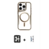 MARSİLYAN™- iPhone 15 Pro Max Kılıf Yadigar Klasik Özel Seri - Siyah Bilvis 0.18mm Plus Cam Ekran Koruyucu + PVD Metal Kamera Lens - GI