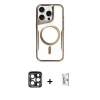 MARSİLYAN™- iPhone 15 Pro Max Kılıf Yadigar Klasik Özel Seri - Siyah Bilvis 0.18mm Plus Cam Ekran Koruyucu + PVD Metal Kamera Lens - LT