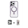 MARSİLYAN™- iPhone 15 Pro Max Kılıf Yadigar Klasik Özel Seri - Siyah Bilvis 3D Cam Ekran Koruyucu + PVD Metal Kamera Lens - GS