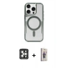 MARSİLYAN™- iPhone 15 Pro Max Kılıf Yadigar Klasik Özel Seri - Siyah Bilvis 3D Cam Ekran Koruyucu + PVD Metal Kamera Lens - GI