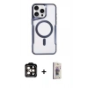 MARSİLYAN™- iPhone 15 Pro Max Kılıf Yadigar Klasik Özel Seri - Siyah Bilvis 3D Cam Ekran Koruyucu + PVD Metal Kamera Lens - TU