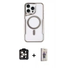 MARSİLYAN™- iPhone 15 Pro Max Kılıf Yadigar Klasik Özel Seri - Siyah Bilvis 3D Cam Ekran Koruyucu + PVD Metal Kamera Lens - TU