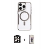 MARSİLYAN™- iPhone 15 Pro Max Kılıf Yadigar Klasik Özel Seri - Siyah Bilvis 3D Cam Ekran Koruyucu + PVD Metal Kamera Lens - TU
