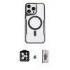 MARSİLYAN™- iPhone 15 Pro Max Kılıf Yadigar Klasik Özel Seri - Siyah Bilvis 3D Cam Ekran Koruyucu + PVD Metal Kamera Lens - TU