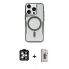 MARSİLYAN™- iPhone 15 Pro Max Kılıf Yadigar Klasik Özel Seri - Siyah Bilvis 3D Cam Ekran Koruyucu + PVD Metal Kamera Lens - TU
